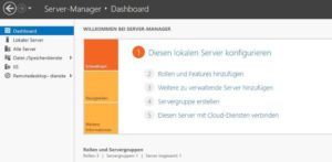 Screenshot vom Dashboard im Windows Server 2016